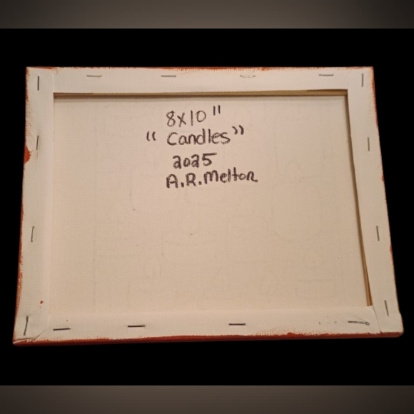Handpainted Candles With Flames Acrylic Painting Canvas Art Wall Decor 8x10" - Picture 3 of 3